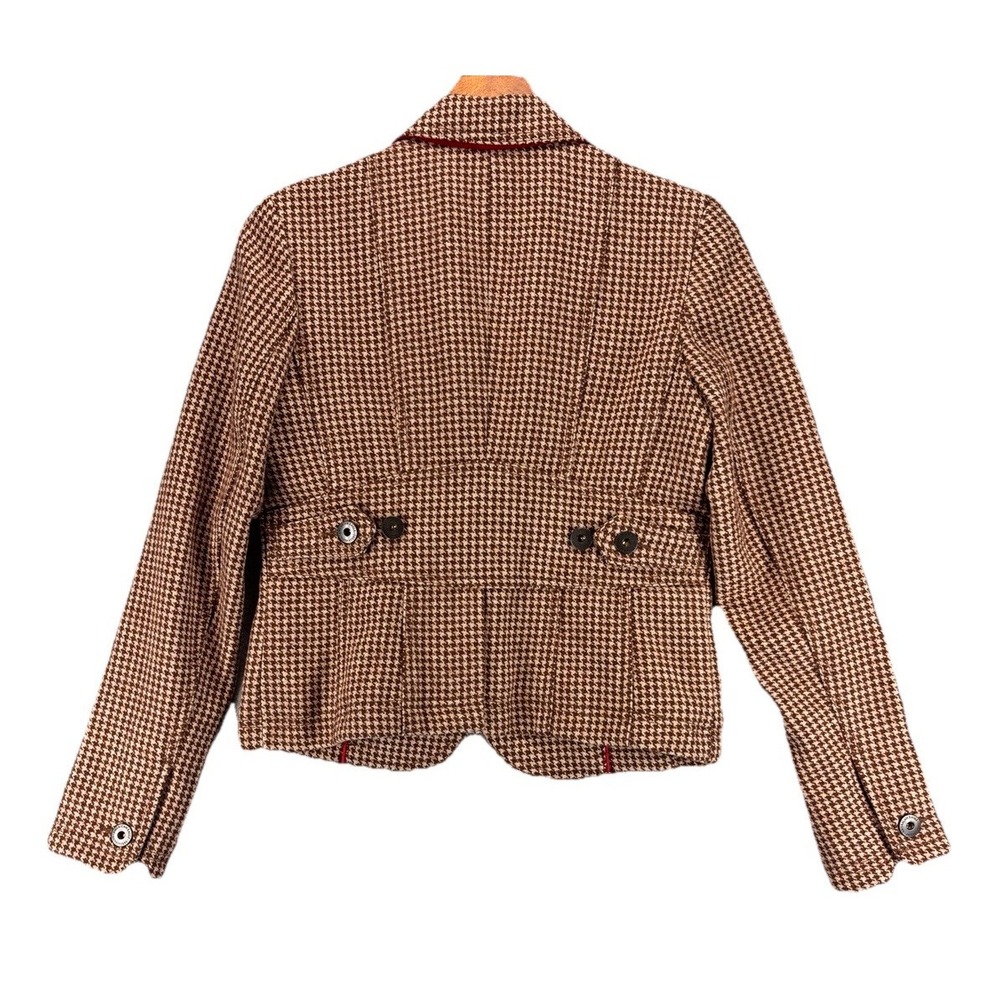 American Eagle VTG Wool Blend Tailored‎ Houndstooth Blazer Size M Dark Academia - Picture 12 of 16
